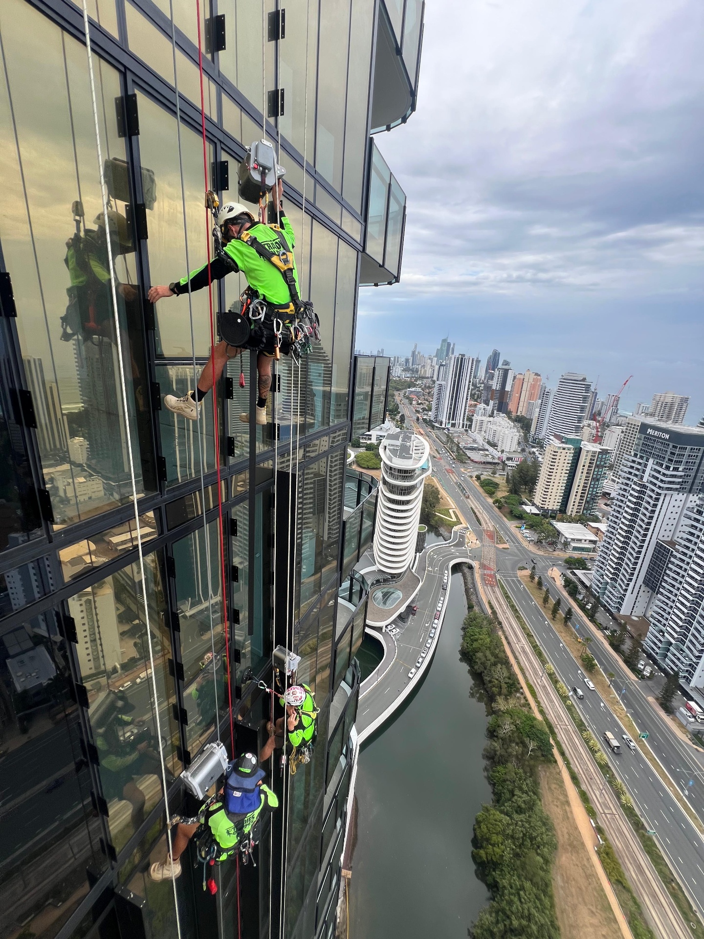 Rope Access Glazing — Beachfront Tower — Gold Coast, QLD